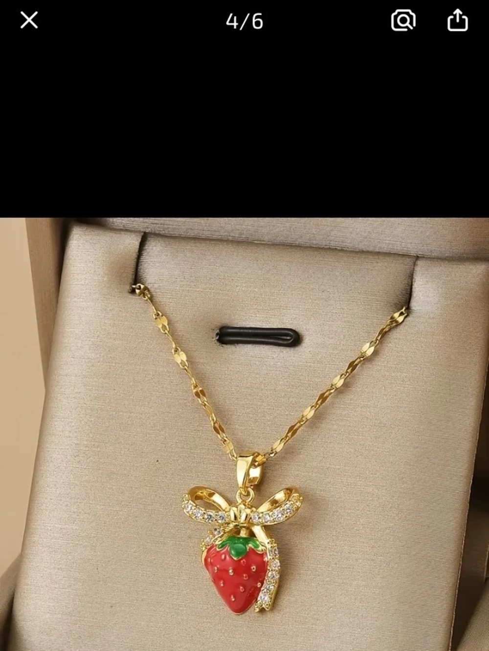 Gold Plated Strawberry Necklace & Earring Set - Red